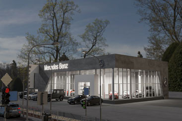 The design of a luxury car showroom facade